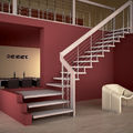 quarter-turn staircase / hanging / wooden steps / metal frame - AKURA