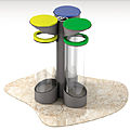 recycling for waste separation trash can / with built-in ashtrays - TRIO by CABANES