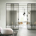 sliding door / Aluminium / glass - Delineo profilo nero cristallo grigio satinato