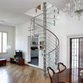 spiral staircase / glass steps / stainless steel frame - EXCELLENCE : ICE BLUE JAZZ