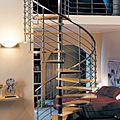 spiral staircase / stainless steel frame / wooden steps - EXCELLENCE : K8 S2000