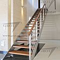 straight staircase / lateral stringer / metal frame / wooden steps - WSTEGOWE 8