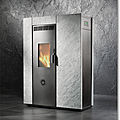 wood pellet stove / contemporary / natural stone - TESI