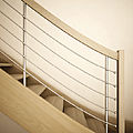 wood railing / stainless steel - LOGIKA