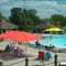 commercial double offset patio umbrella DOUBLE POST HIP Shade Systems
