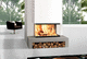 contemporary mantel for 3 sided fireplace (stone)