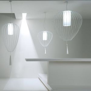 吊り下げライト / コンテンポラリー / 漆塗りを施したメタル製 / 麻製