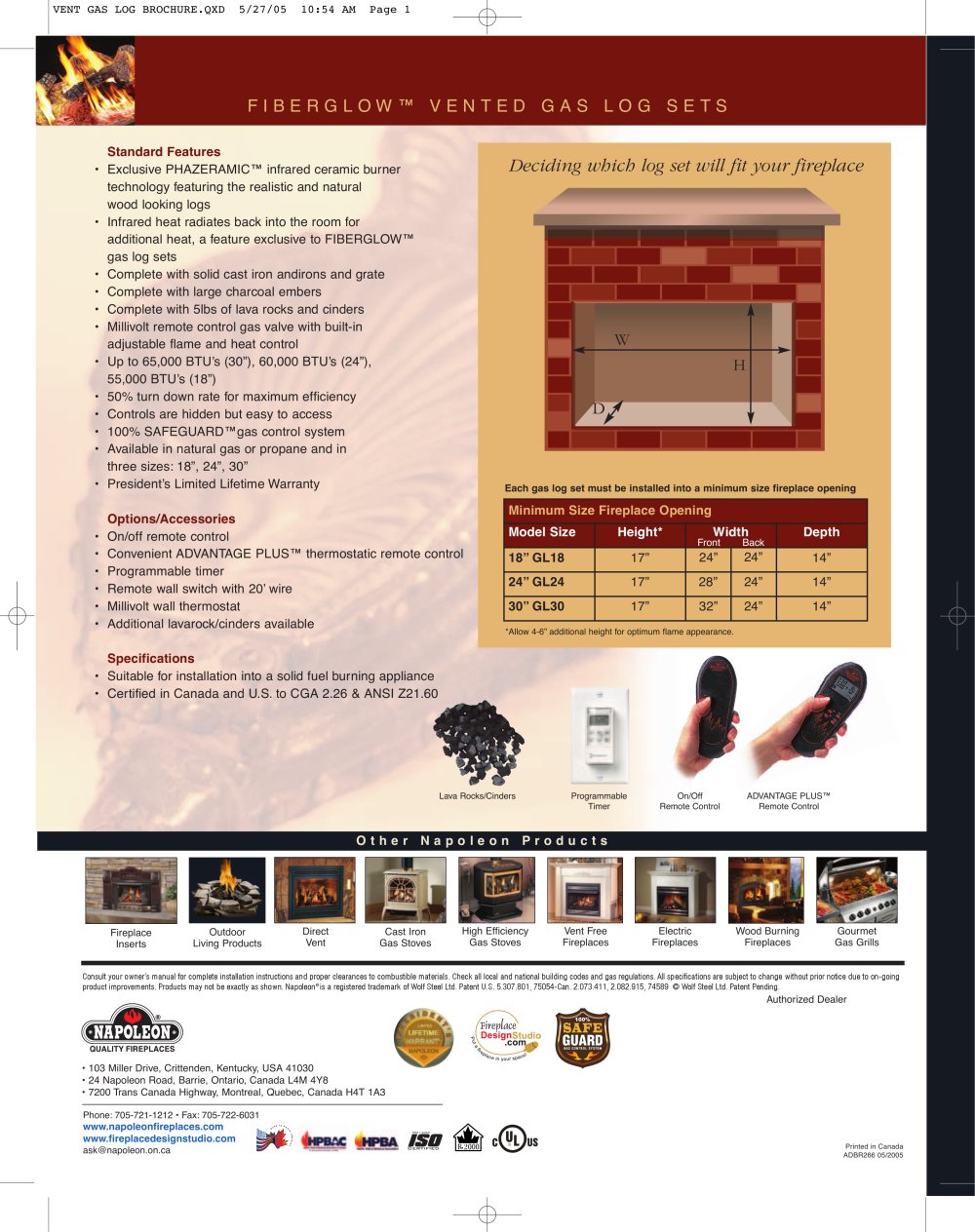 Napoleon Fireplaces - 99863, 99880, 32423, 20751, 20667, 18508
