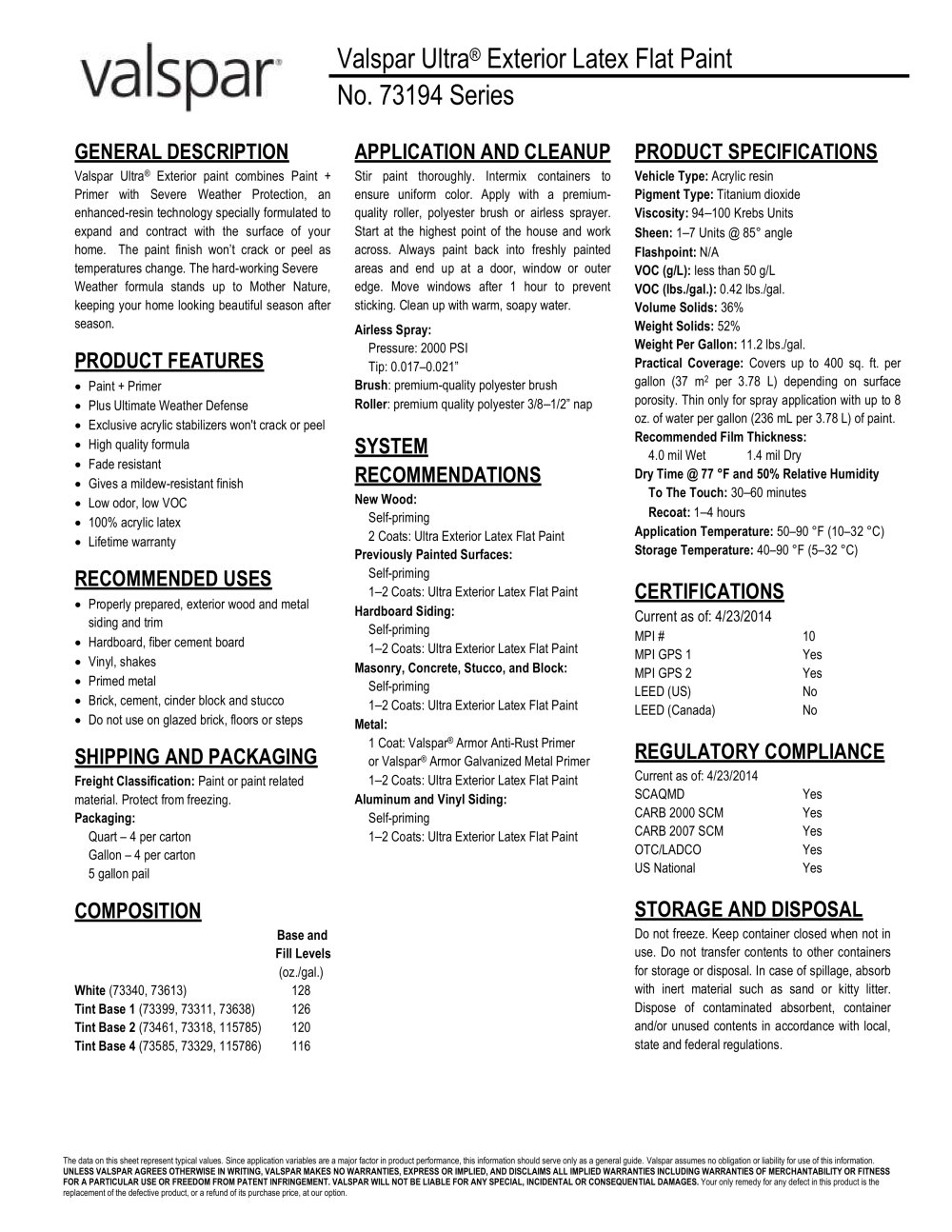 Valspar Ultra Exterior Latex Flat Paint Pdf Catalogues Valspar Ultra Exterior Latex Flat Paint 1 2 Pages