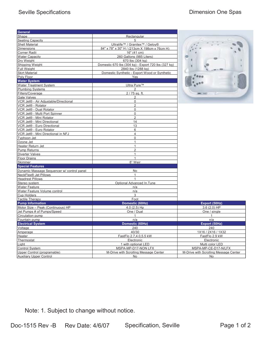 DIMENSION ONE SPAS - 18557