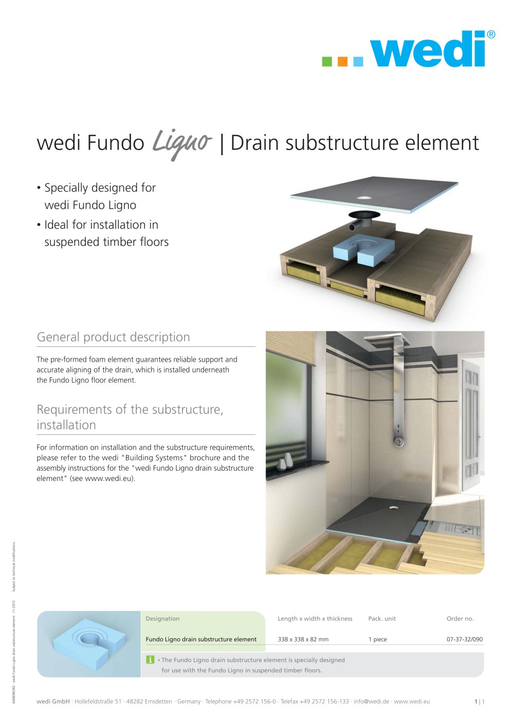 Ligno Drain Substructure Element Wedi Gmbh Pdf Catalogues Ligno Drain Substructure Element 1 Pages