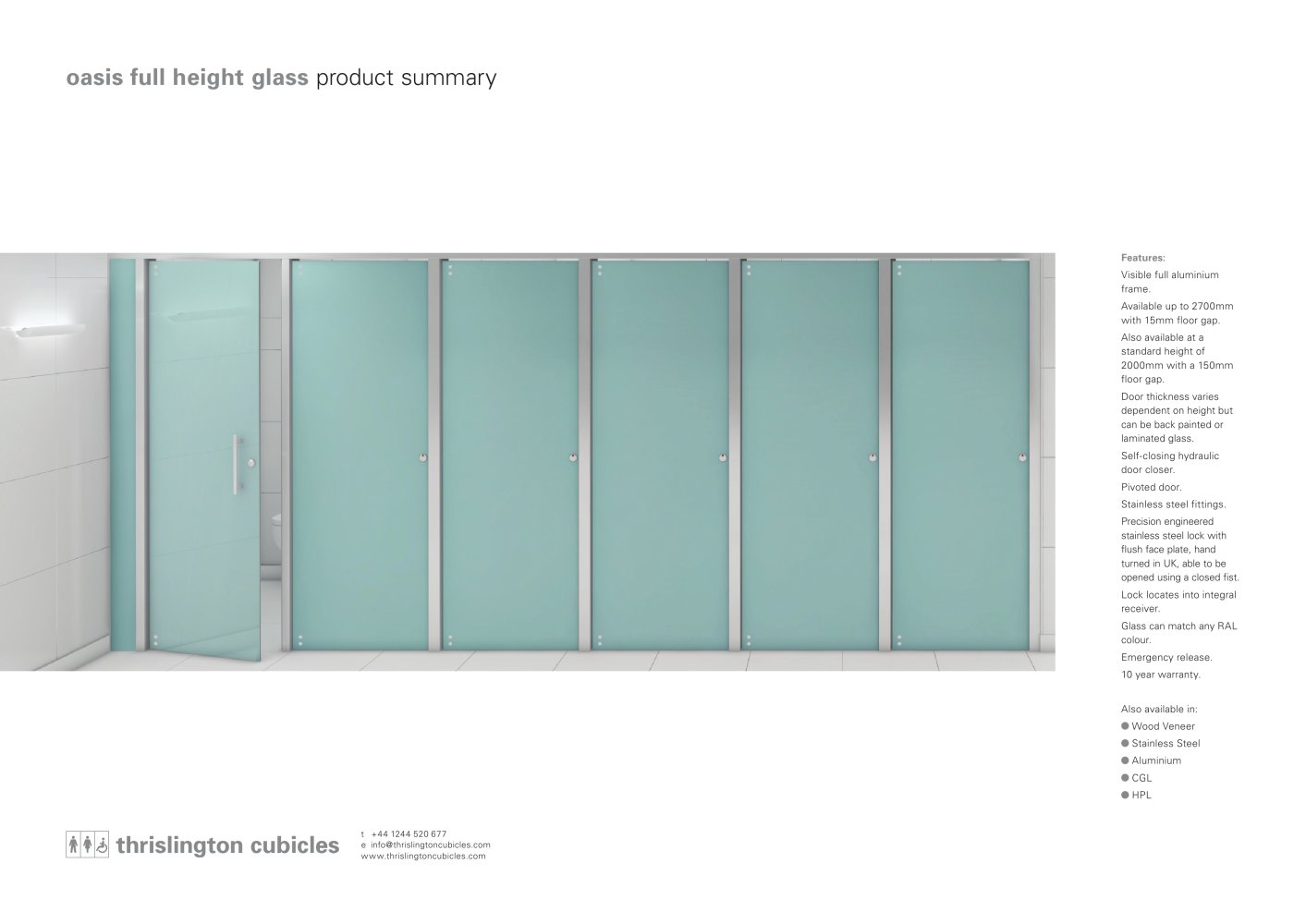 Oasis Full Height Glass Summary Thrislington Cubicles Oasis Full Height Glass Summary 1 2 Pages