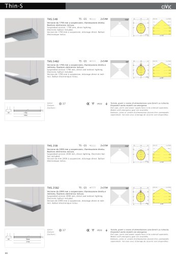 Fluorescent suspended luminaire THIN-S