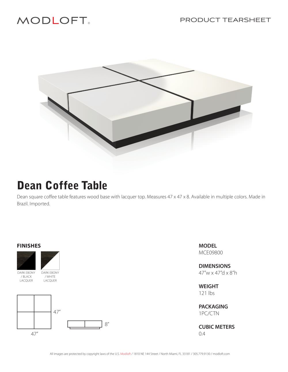Modloft Deen Coffee Table Rascalartsnyc