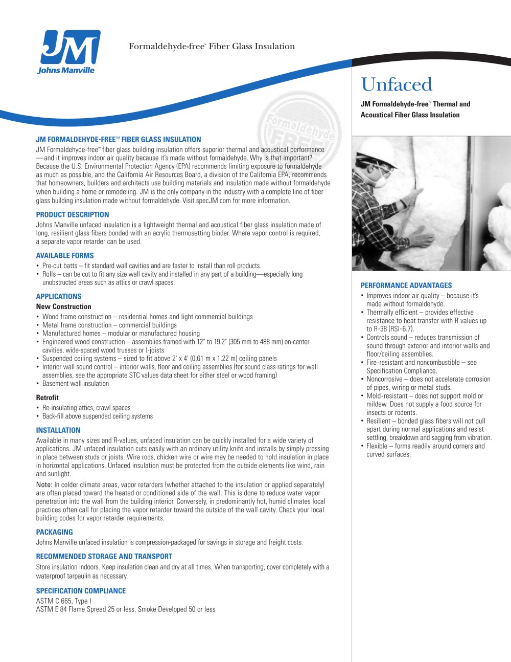 unfaced johns manville pdf catalogues documentation brochures