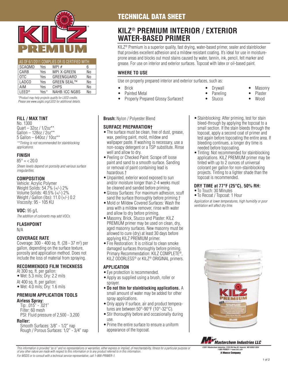 KILZ® PREMIUM INTERIOR / EXTERIOR WATER-BASED PRIMER - KILZ - PDF ... KILZ® PREMIUM INTERIOR / EXTERIOR WATER-BASED PRIMER - KILZ - PDF ...
