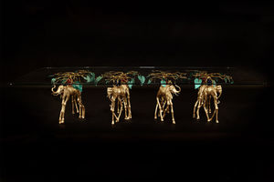 mesa de jantar design original / em vidro / em ferro fundido / em bronze