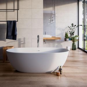 banheira de piso / oval / em acrílico