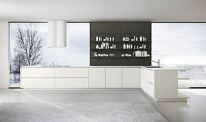 cozinha contemporânea / em melamina / em inox / com folheado de madeira