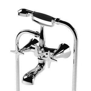 misturador bicomando para box de banheiro / para banheira / de parede / em metal cromado
