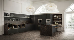 cozinha contemporânea / em madeira / em mármore / em U