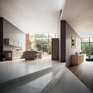 cozinha contemporânea / em madeira maciça / em carvalho / com ilha