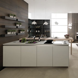 cozinha contemporânea / em laminado / com ilha / sem puxadores