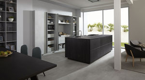 cozinha contemporânea / em madeira / com ilha / escondida