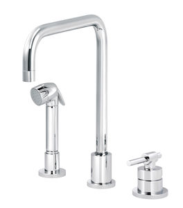 misturador monocomando em metal cromado / para cozinha / 1 orifício / com ducha extensível