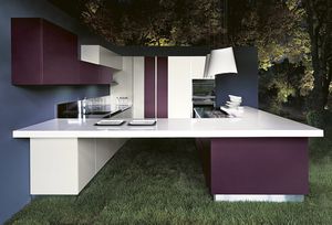 cozinha contemporânea / em laminado / para ambiente externo / sem puxadores