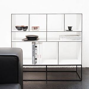 estante contemporânea / em aço / em acrílico / da linha comercial
