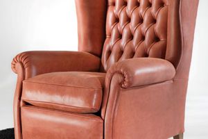 poltrona Chesterfield / em couro / com encosto alto / Bergère
