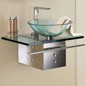 gabinete de banheiro suspenso / em inox escovado / design original / com espelho iluminado