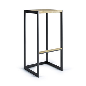 banqueta alta contemporânea / em teca / em inox / de jardim