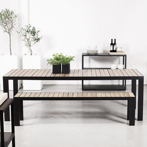 banco de jardim / contemporâneo / em teca / em inox