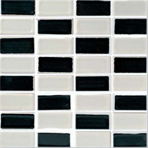 Mosaico Para Ambiente Interno Quadra Pennellato Nero Bianco