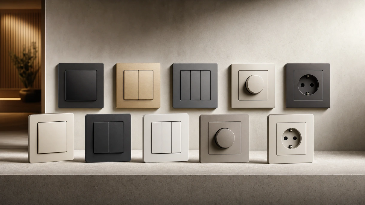 Minimalist matte black recessed switch installed in a contemporary office wall highlighting seamless integration and professional design.