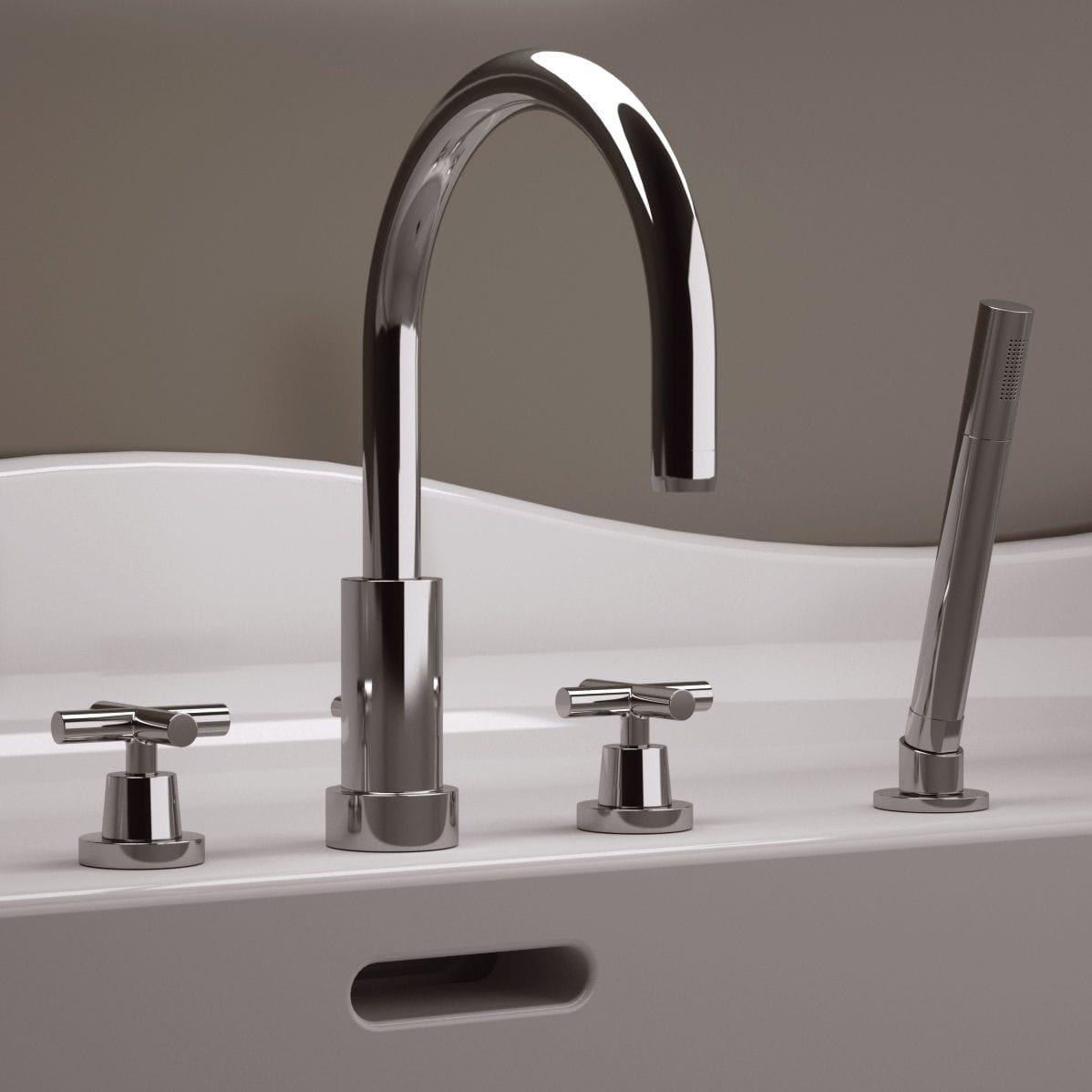 Double-handle bathtub mixer tap - J4492 - DANIEL RUBINETTERIE - deck mounted / chrome-plated ...