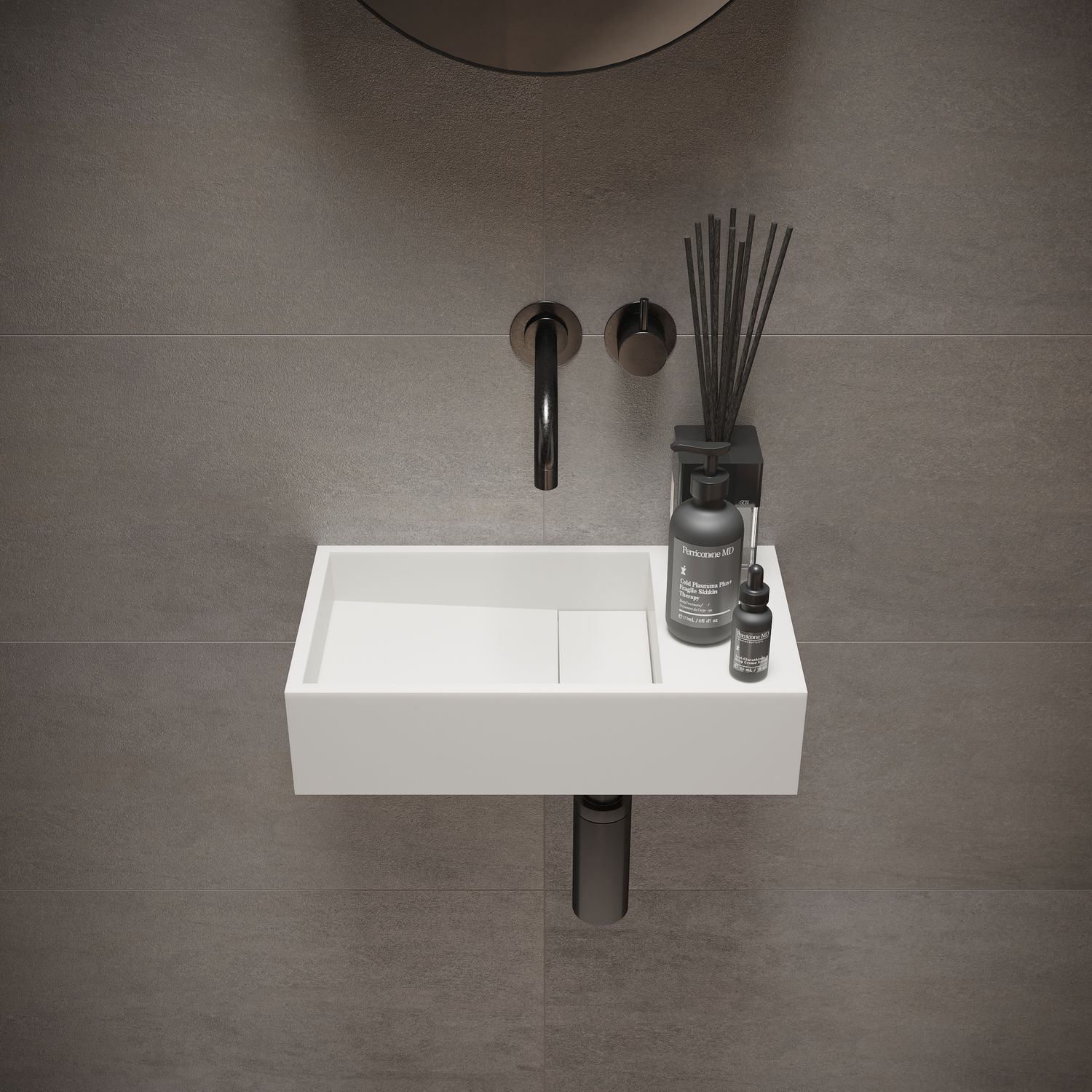 Wall-mounted washbasin - 290083 SOLIDCUBE - IDEAVIT B.V - Solid Surface ...