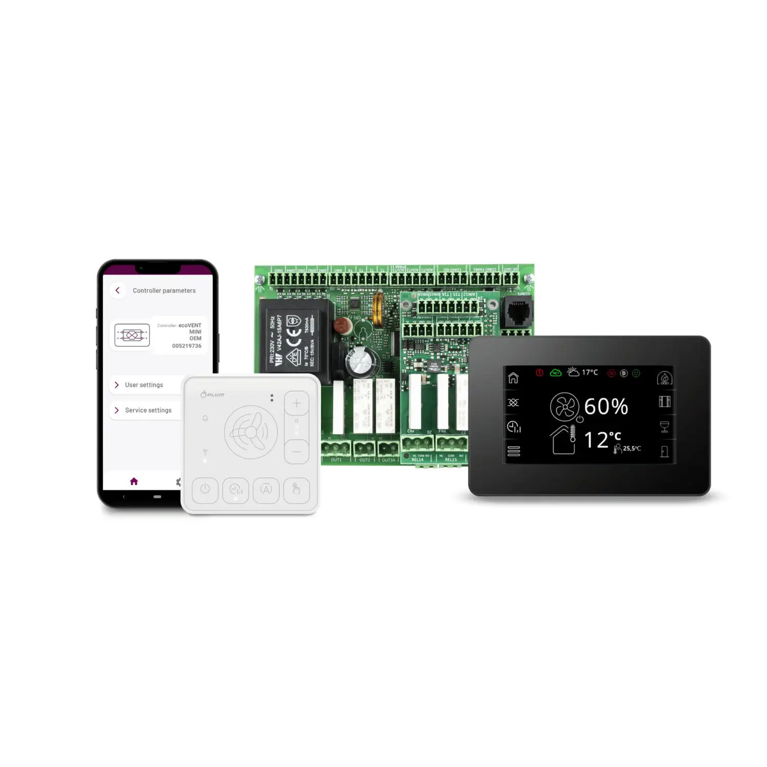 Surface-mounted heating controller - ECOVENT MINI - PLUM Sp