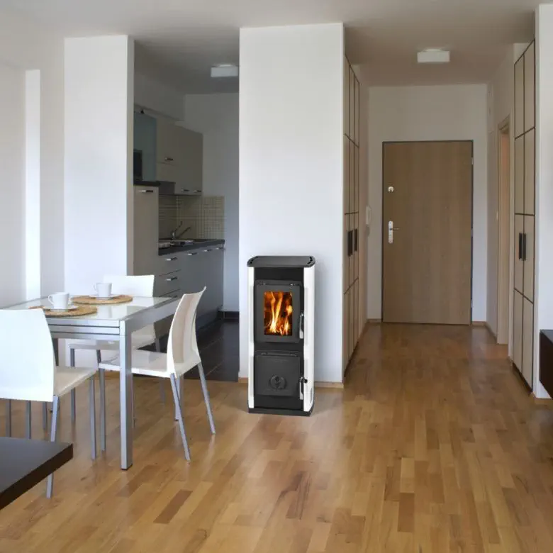Wood heating stove - VERONA B - Thorma Vyroba k.s. - free-standing /  contemporary / metal