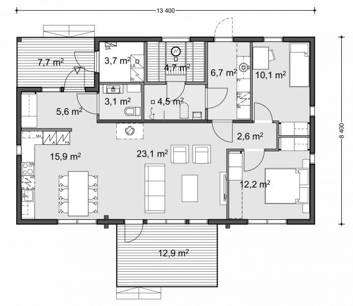 Log House Modern Wooden Single Story Myrsky Honka Log Homes