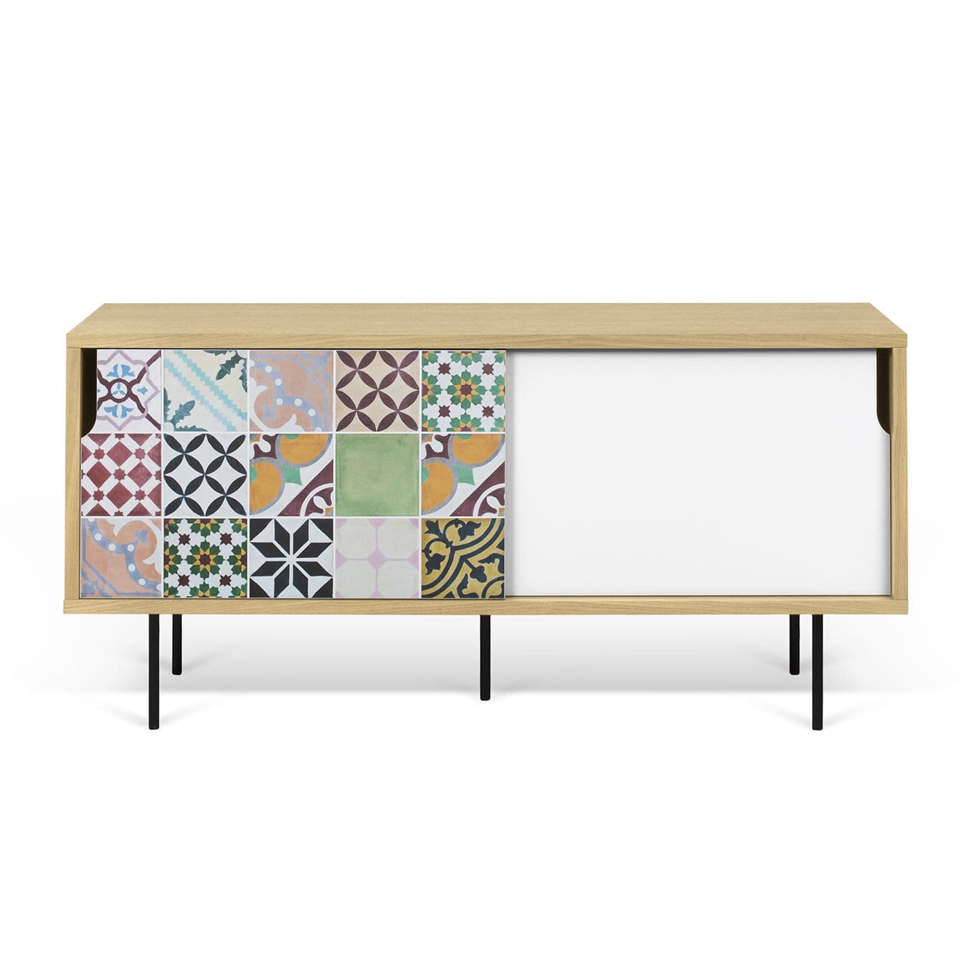 Contemporary Tv Cabinet Lacquered Wood Oak Metal Dann