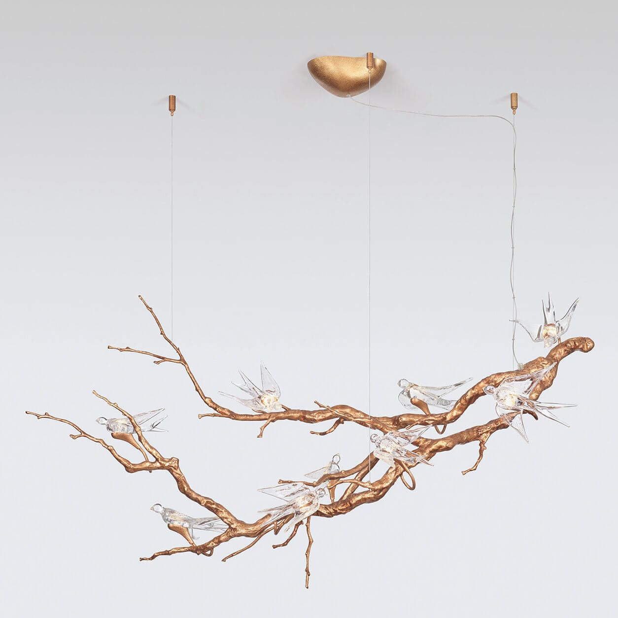 Contemporary chandelier FLOAT LARGE Serip glass / bronze / 9 light