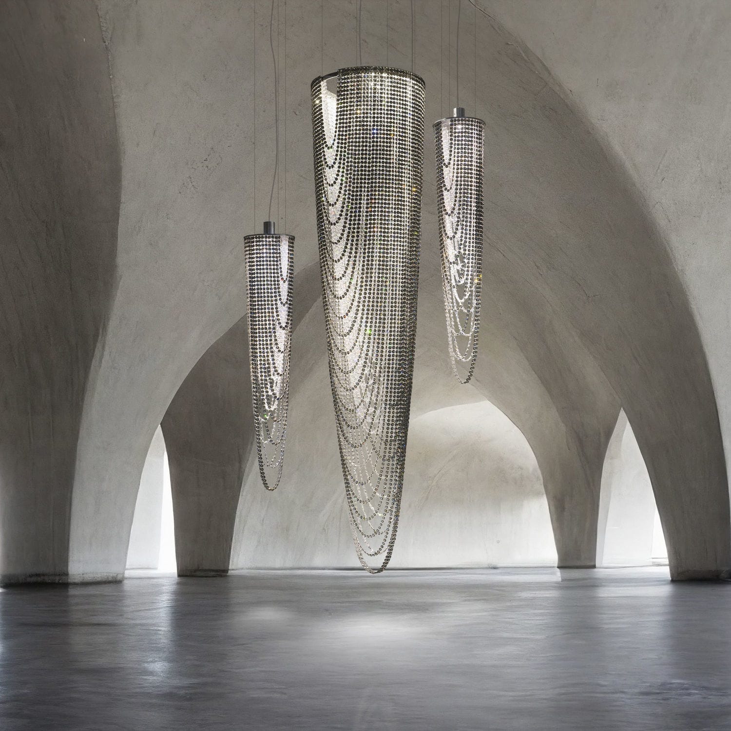 Contemporary chandelier MIRAGE Manooi crystal / polished metal