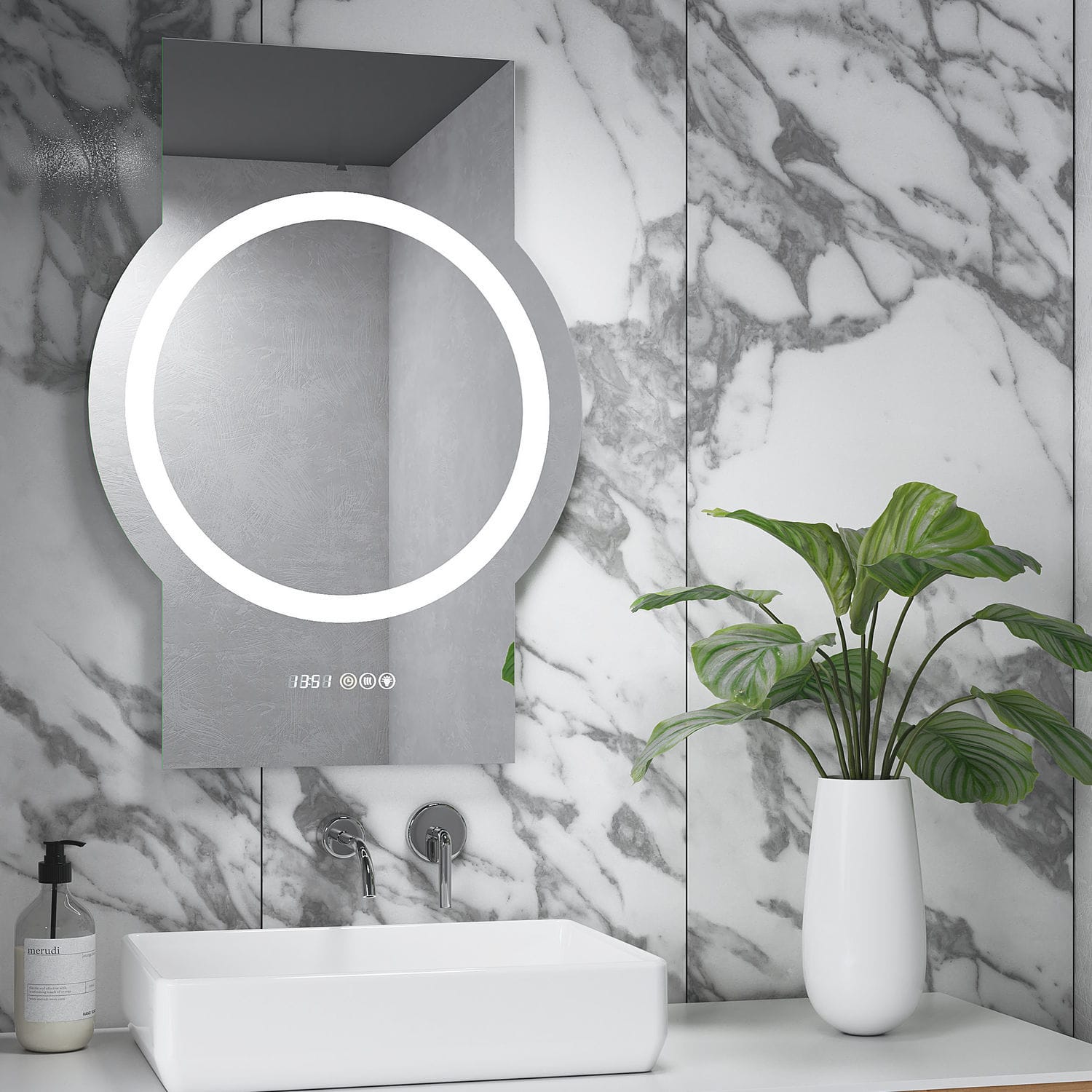 Wallmounted bathroom mirror CLOCK Biselarte contemporary / for