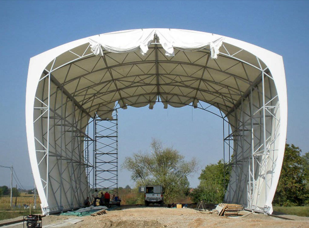 Metal Frame Tensile Structure Artech Arch Roof With Pvc Membrane