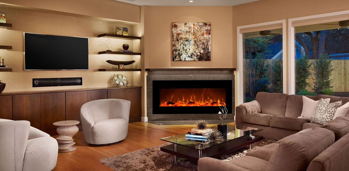 Electric Fireplace Contemporary Closed Hearth Built In