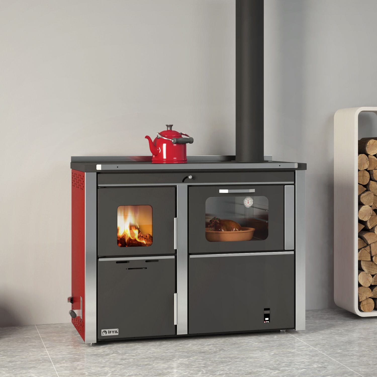 Wood boiler stove - STAR - ÖZERTEKNIK ISI VE TES. TIC. LTD. u0026#350;TI. -  contemporary / cast iron / with double doors