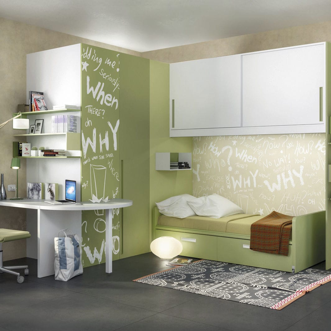 White children's bedroom furniture set - 371 - TUMIDEI - green ...